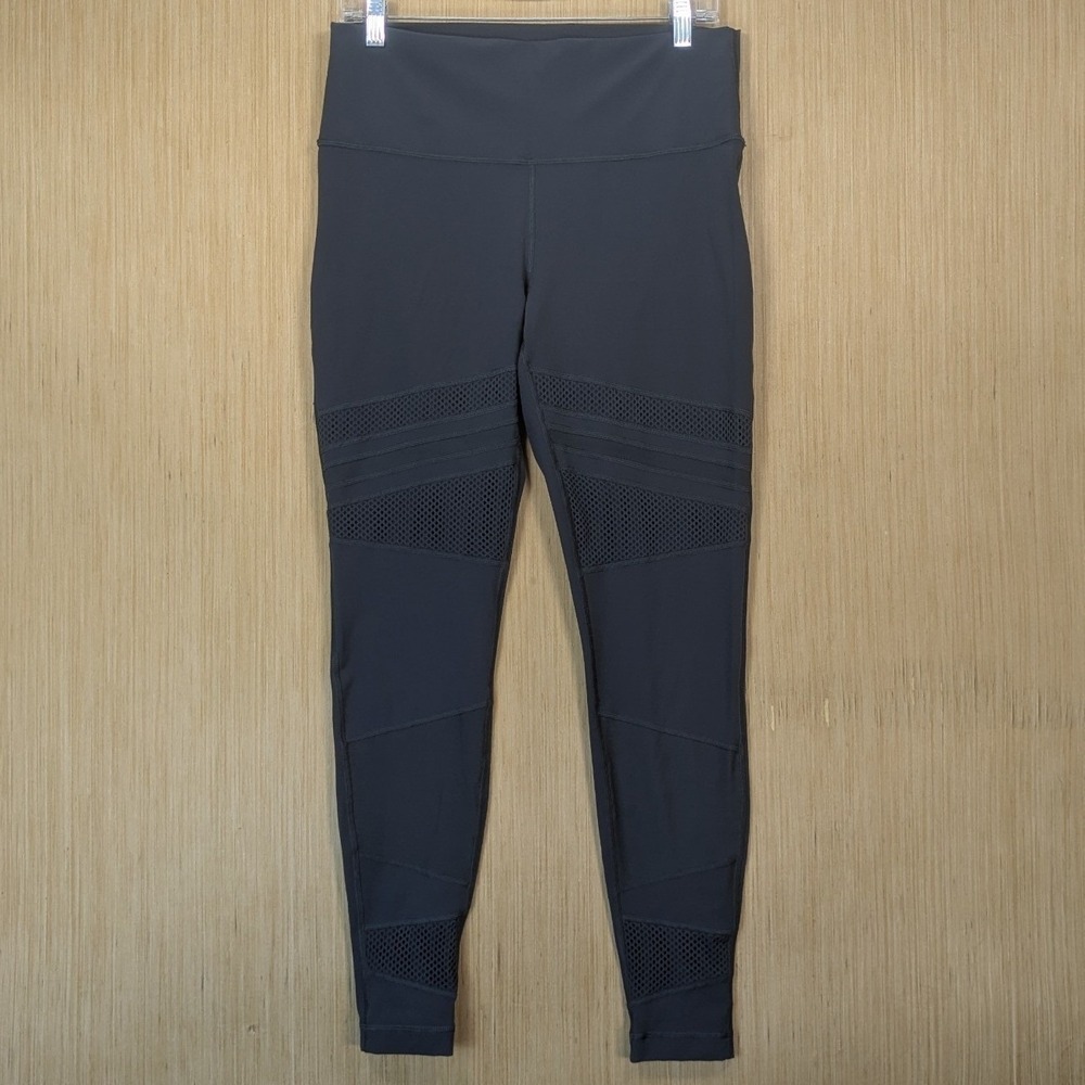 Lululemon Wunder Under Leggings Womens 12 Dark Gray Mesh Insert High Rise Tight